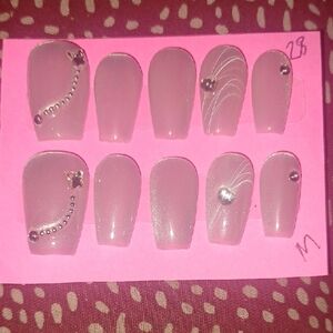 Hand Crafted Pink Press-On Nails